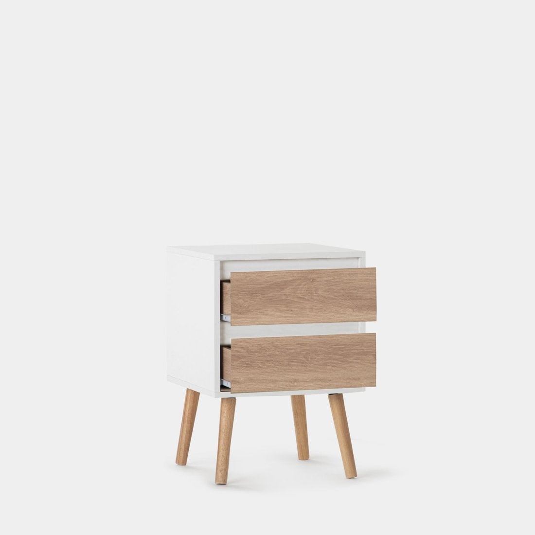 Pack 2 mesitas de noche efecto madera blanco-natural 40 x 59 cm - 8