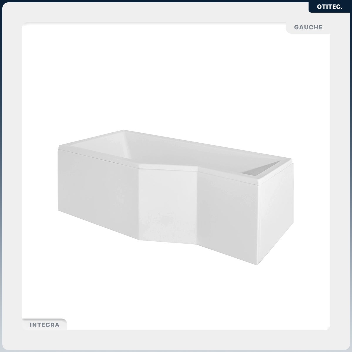 Baignoire asymétrique - 150 x 75 cm - Gauche - sans Habillage - avec Pieds - Vidage Chrome - INTEGRA - 2