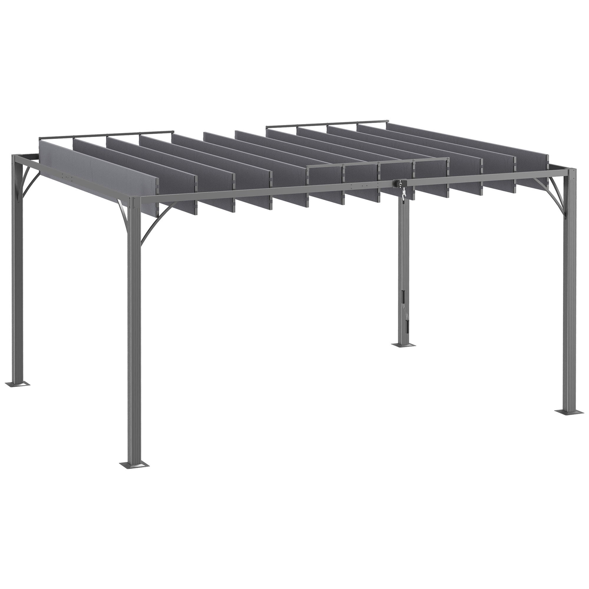 Pergola 4x3 m bioclimatique pergola avec lames orientables style contemporain UV 50+ aluminium - gris - 2