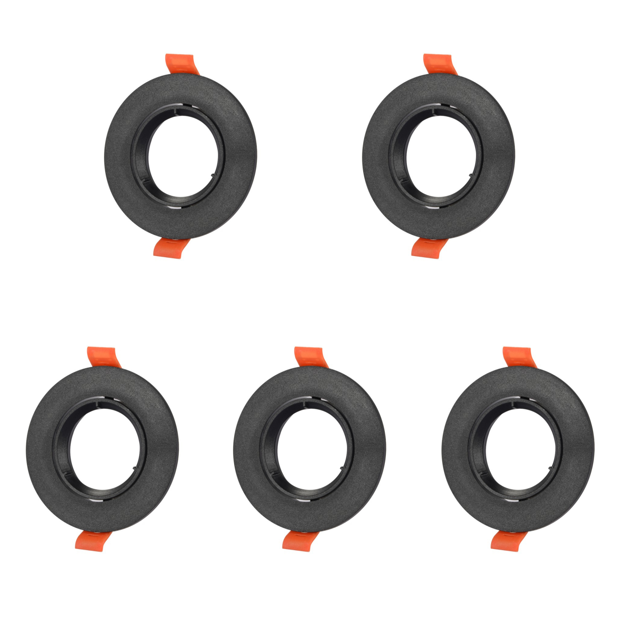 Opakowanie x5 Czarna listwa wykończeniowa 75mm Ø90*45mm do GU10 / MR16 Reflektor sufitowy wpuszczany Ø90*45mm bez diody LED