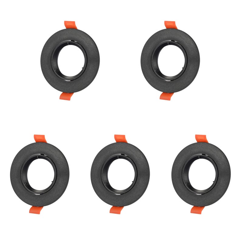 Opakowanie x5 Czarna listwa wykończeniowa 75mm Ø90*45mm do GU10 / MR16 Reflektor sufitowy wpuszczany Ø90*45mm bez diody LED