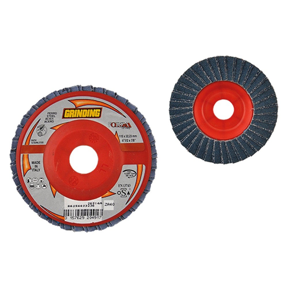 Disco a lamelle radiali forza zirconio mm 115x22,2 grana 40 (10 pezzi