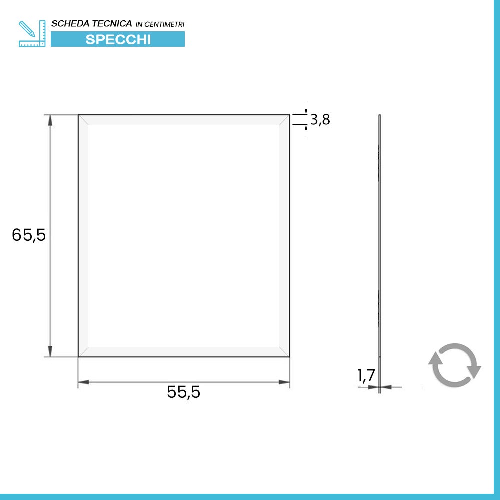 Specchio bagno 56x66 cm cornice bianca e installazione reversibile - 2