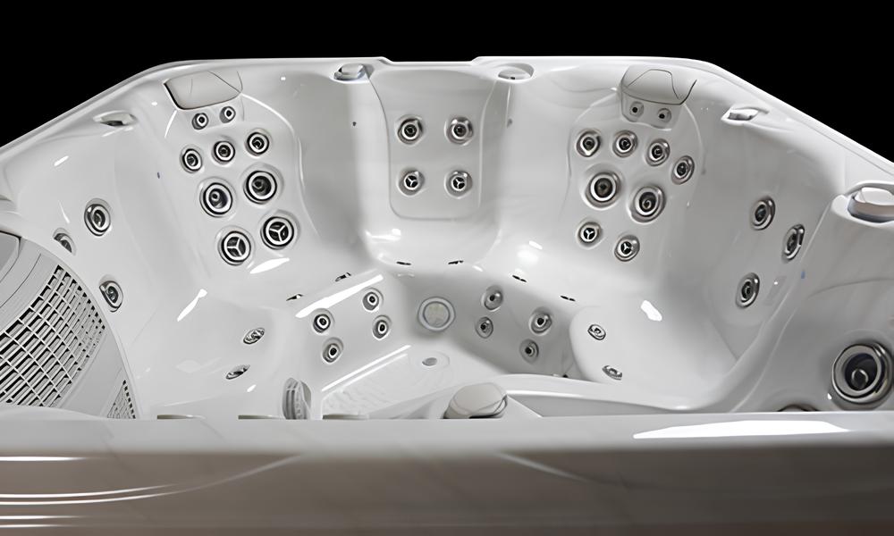 SPA AMÉRICAIN MUSTANG 6 places 67 jets avec système électronique BALBOA - Cuve blanc marbre + Couverture + Escalier - 3