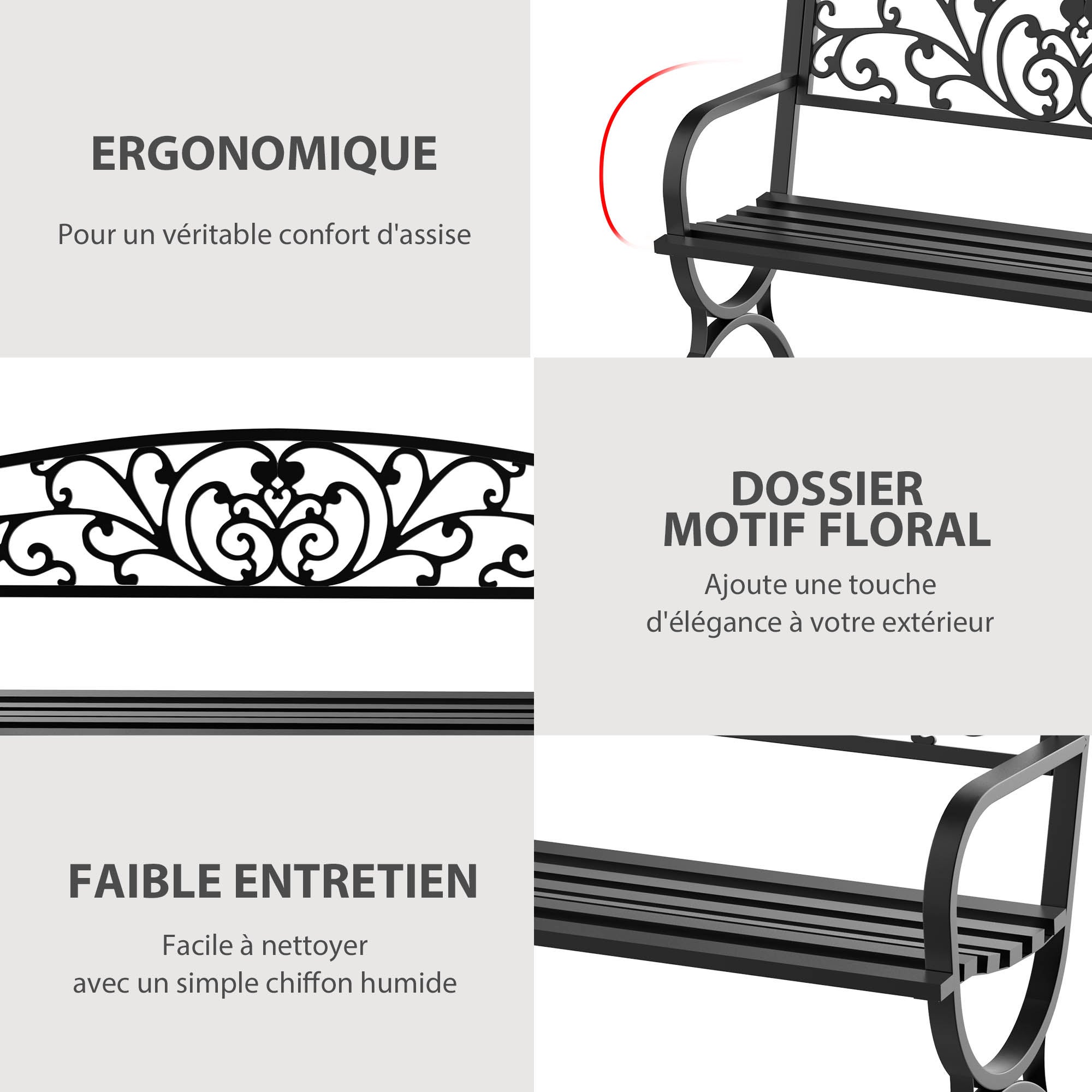 banc d'extérieur Métal Outsunny - 5