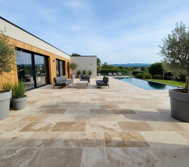 TRAVERTIN RUSTIC (2nd choix), pierre naturelle, 40,6 x 61 EP 1,2cm intérieur/extérieure - PATTOM