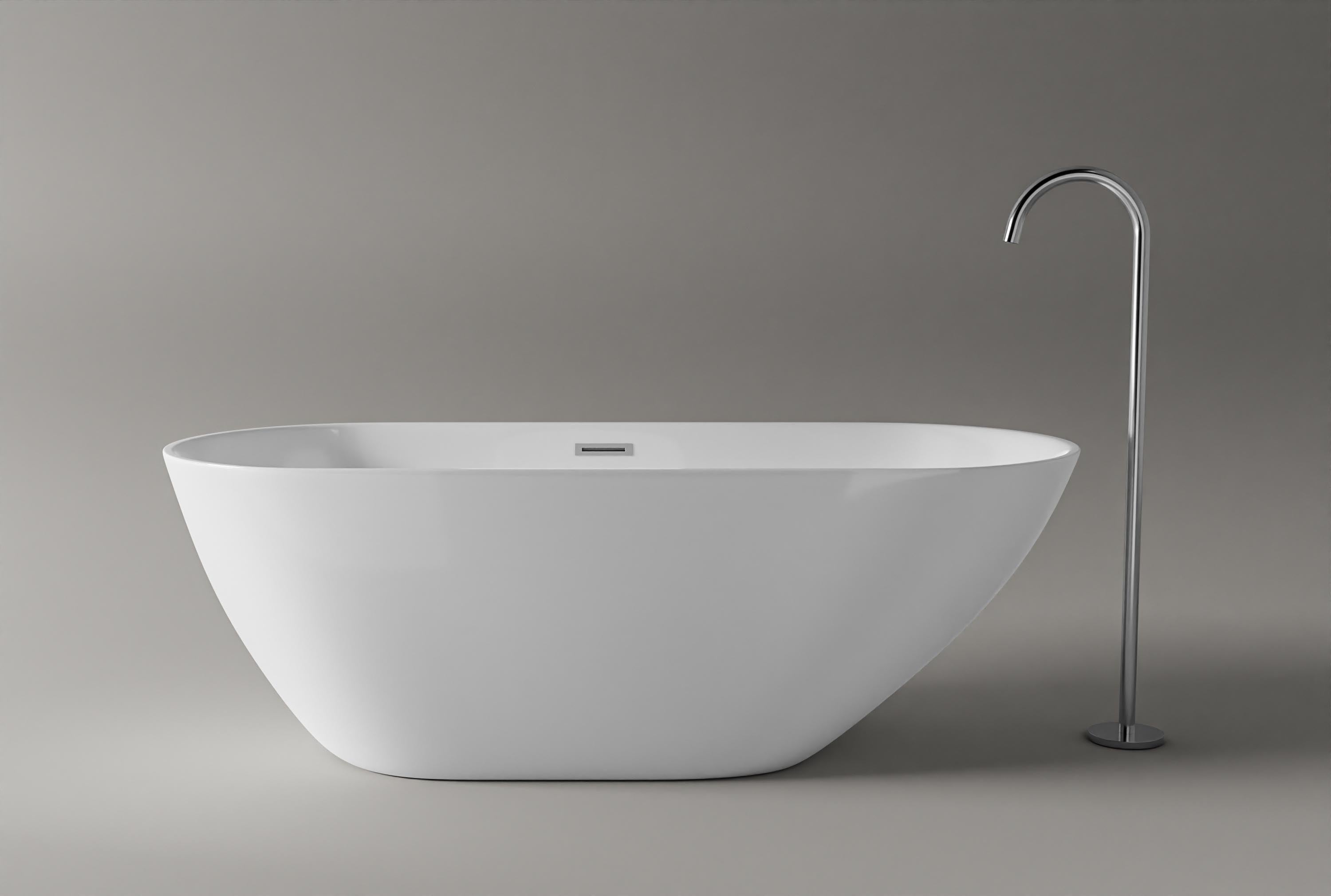 BERNSTEIN - Bañera exenta ovalada de acrílico 180x80x58cm Blanco brillo + desagüe y rebosadero - ROMA PLUS 2.0 - 3