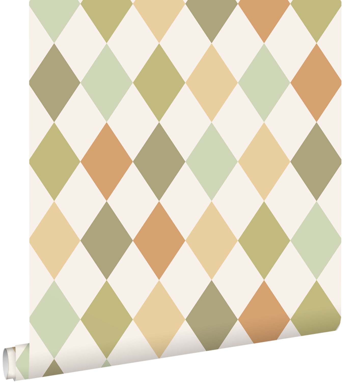 Tapeta sprawdź wzór zielonymIpomarańczowym - 50 x 900 cm - ESTAHOME