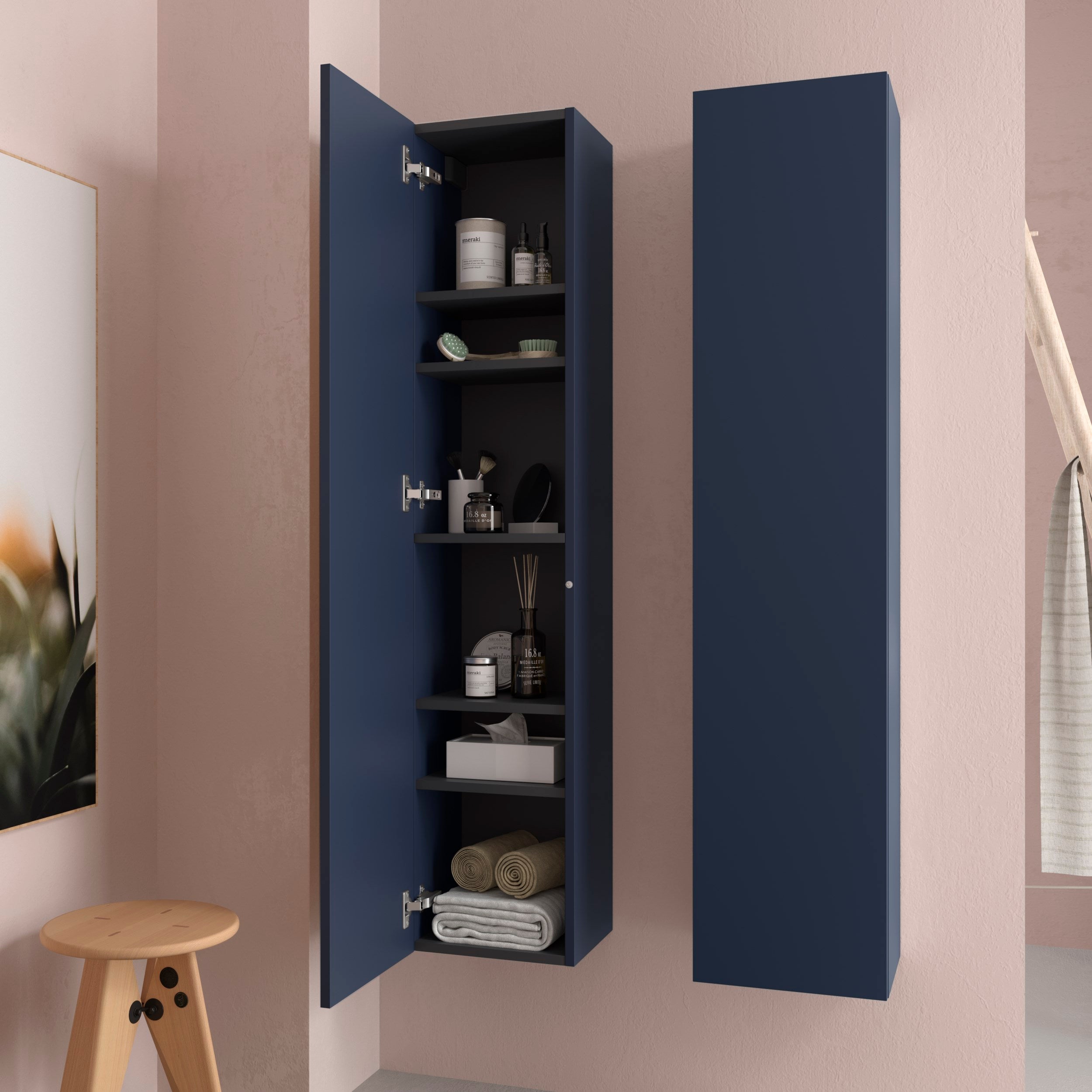 Colonne de salle de bain BEQUIA 140cm Bleu mat - 2