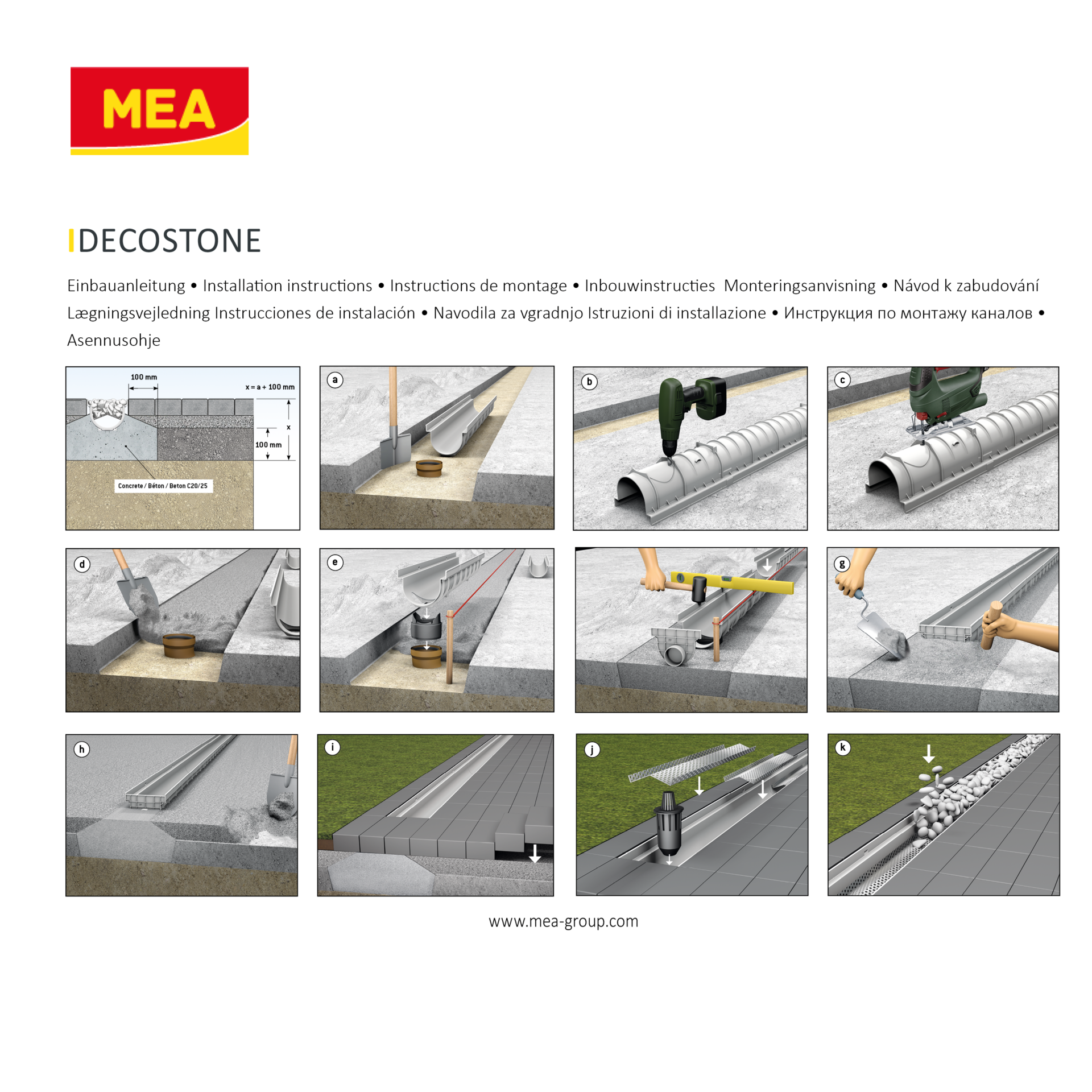 Système de drainage décoratif DECOSTONE en SMC avec tôle perforée en acier galvanisé Passage piéton - (12x1m) larg.utile 100mm - 6