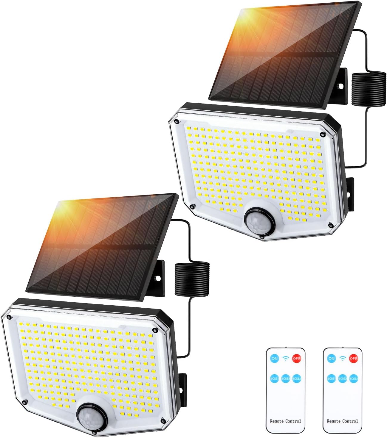 2 szt. Zewnętrzna lampa solarna 222LED z czujnikiem ruchu, oświetlenie szerokokątne 240°, łatwa instalacja