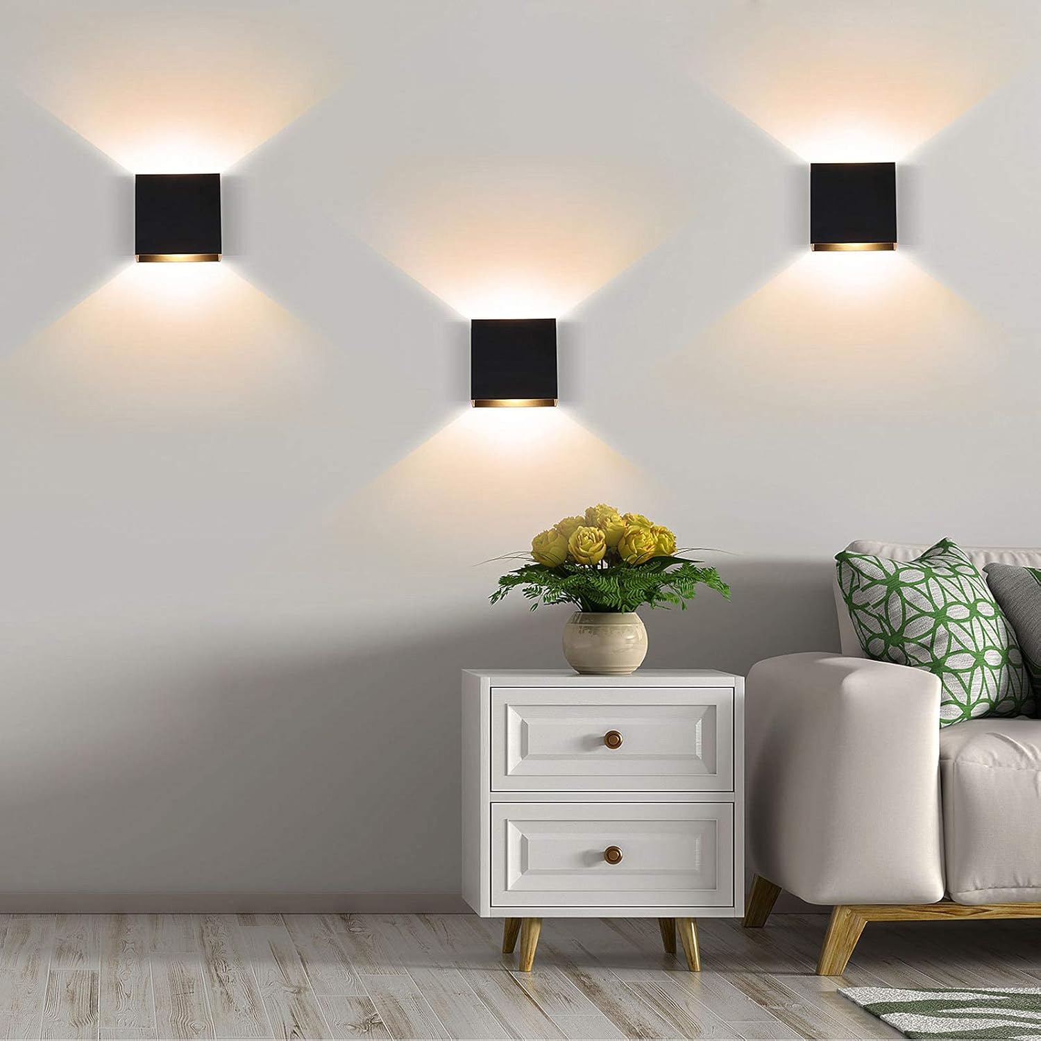 Confezione da due applique a LED nere, 20 W, 12 x 12 x 12 cm, luce bianca calda. Adatte per camere da letto, corridoi e soggiorni - 4