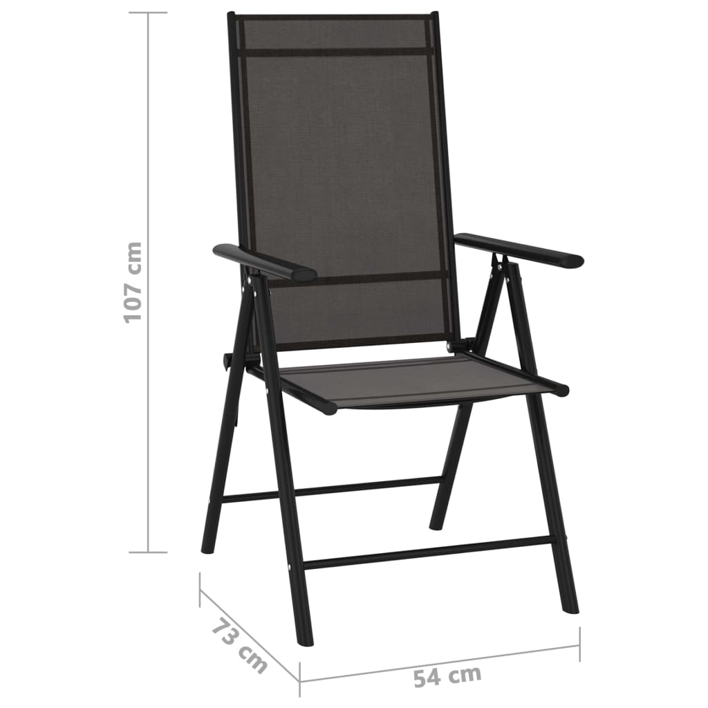 Chaises de jardin pliables 6 pcs Textilène Noir 2 - 8