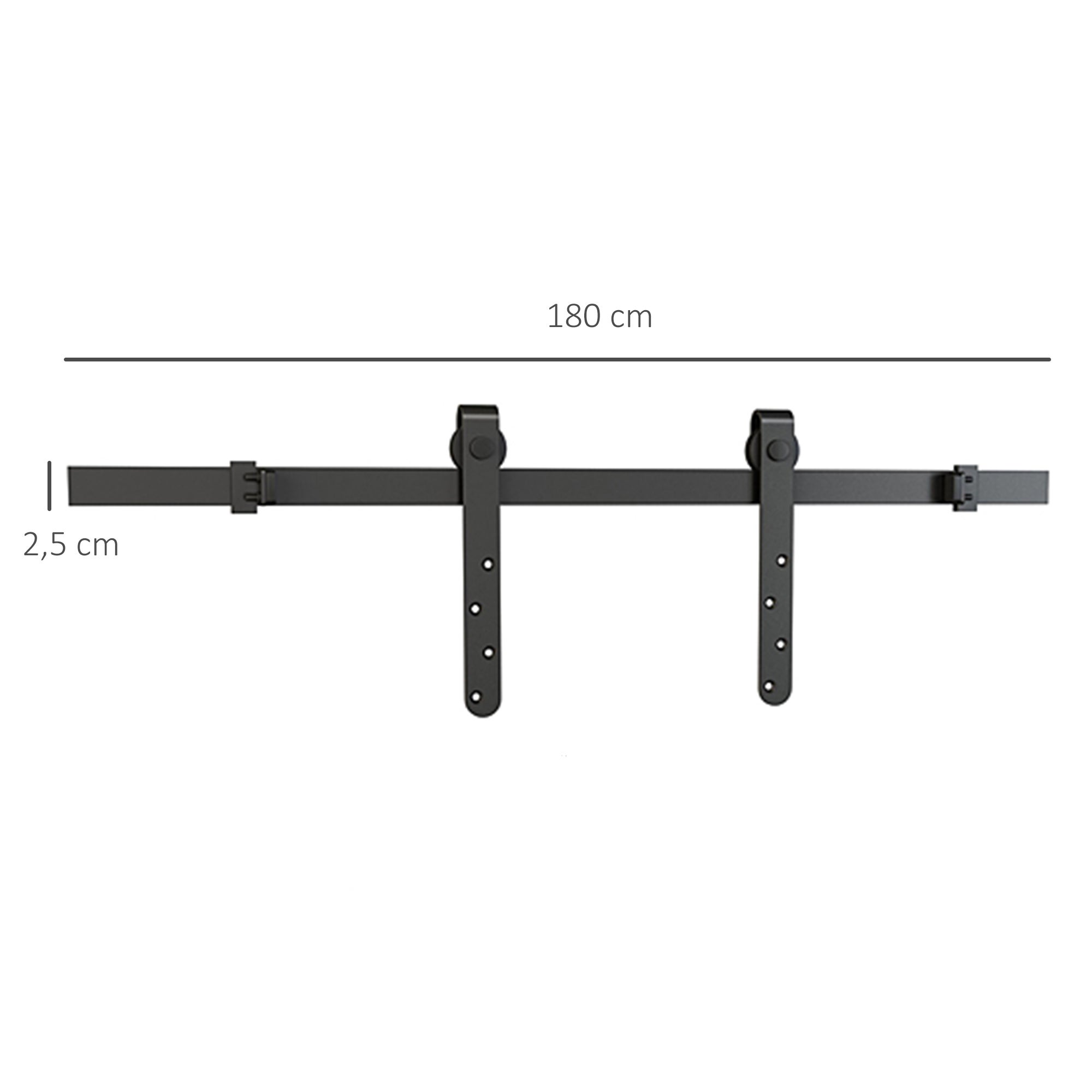 Kit de porte coulissante système galandage avec porte épaisseur 20-25 mm largeur max. 0,9 m charge max. 20 Kg acier noir - 5