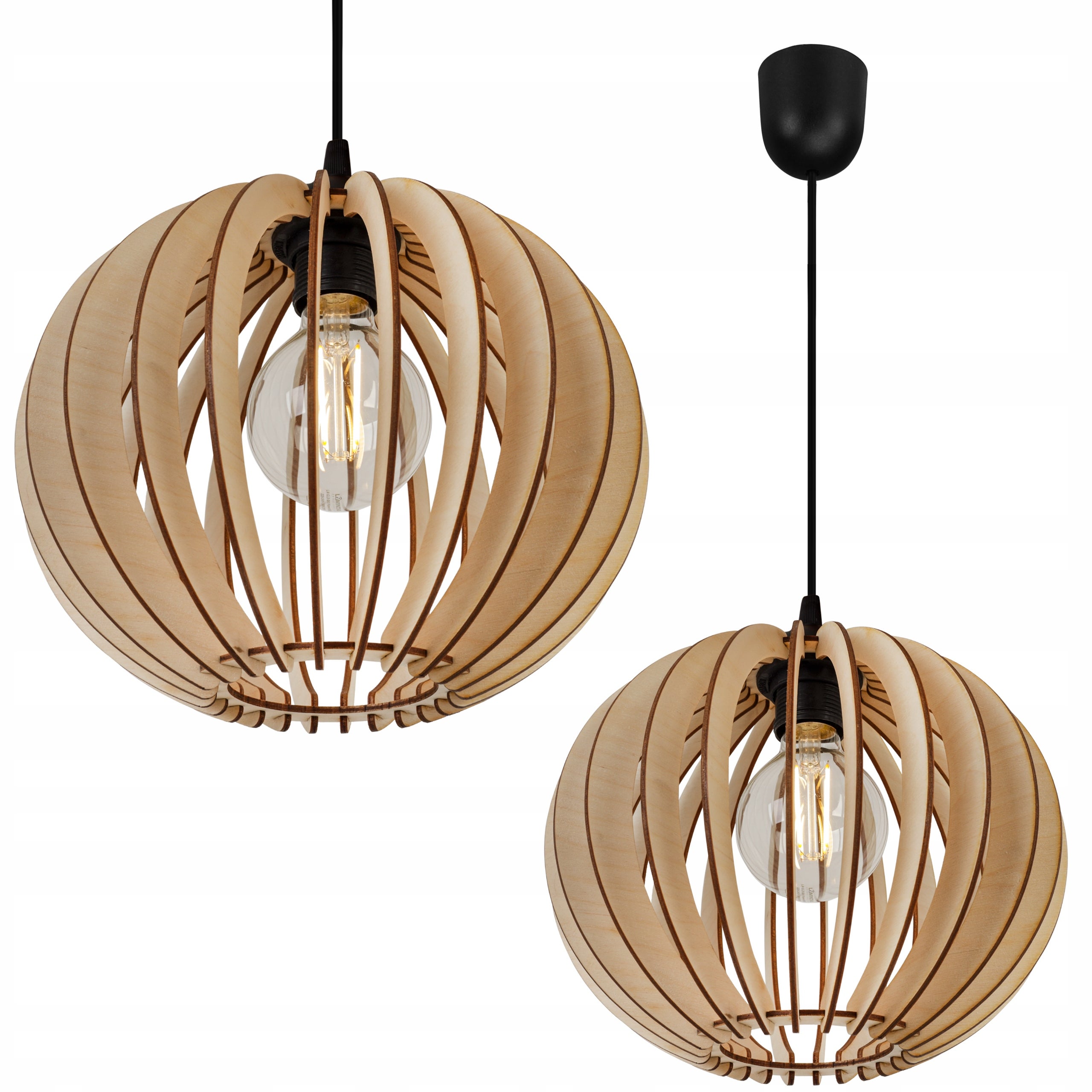 Lampa sufitowa wisząca glam Timber 1xE27 klosz drewniana kula brązowa Light Home LH