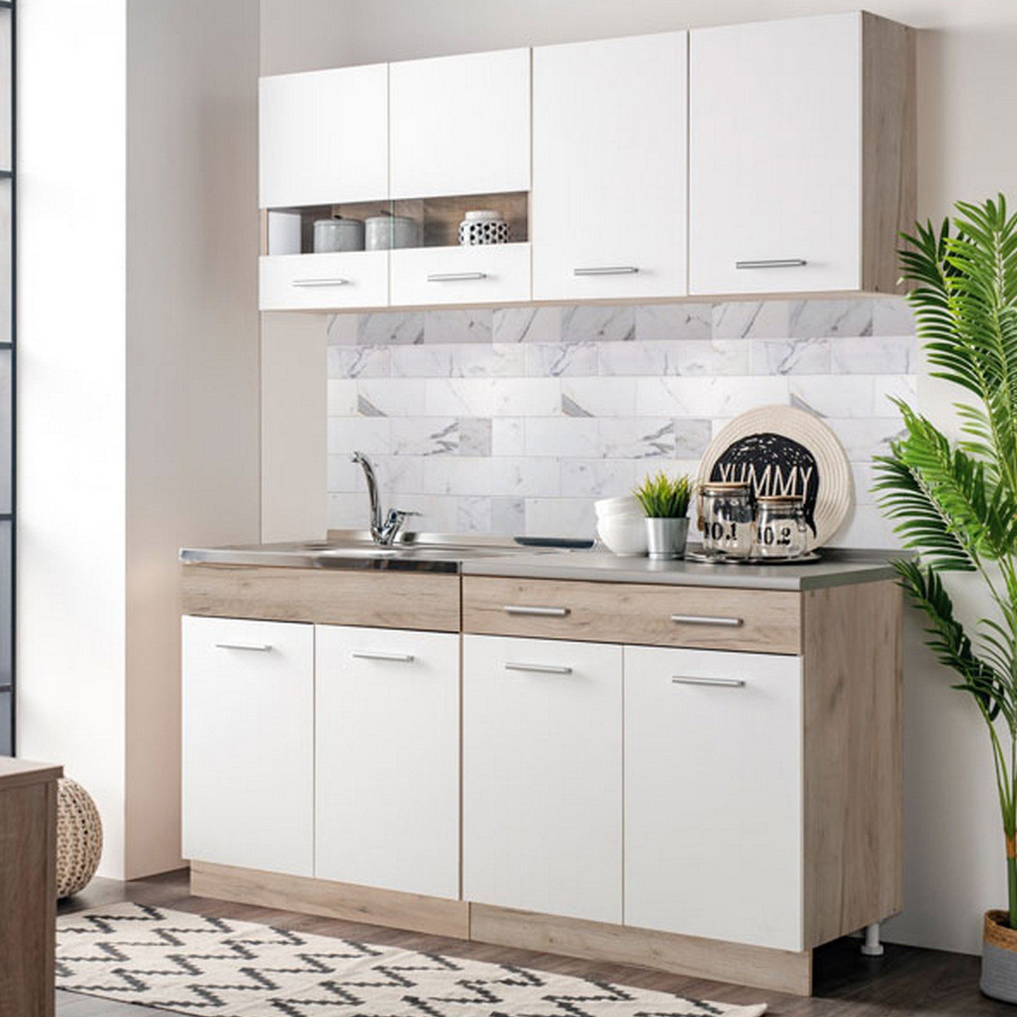 Cocina, un cajón 3 niveles, 8 puertas, blanco - solarolo