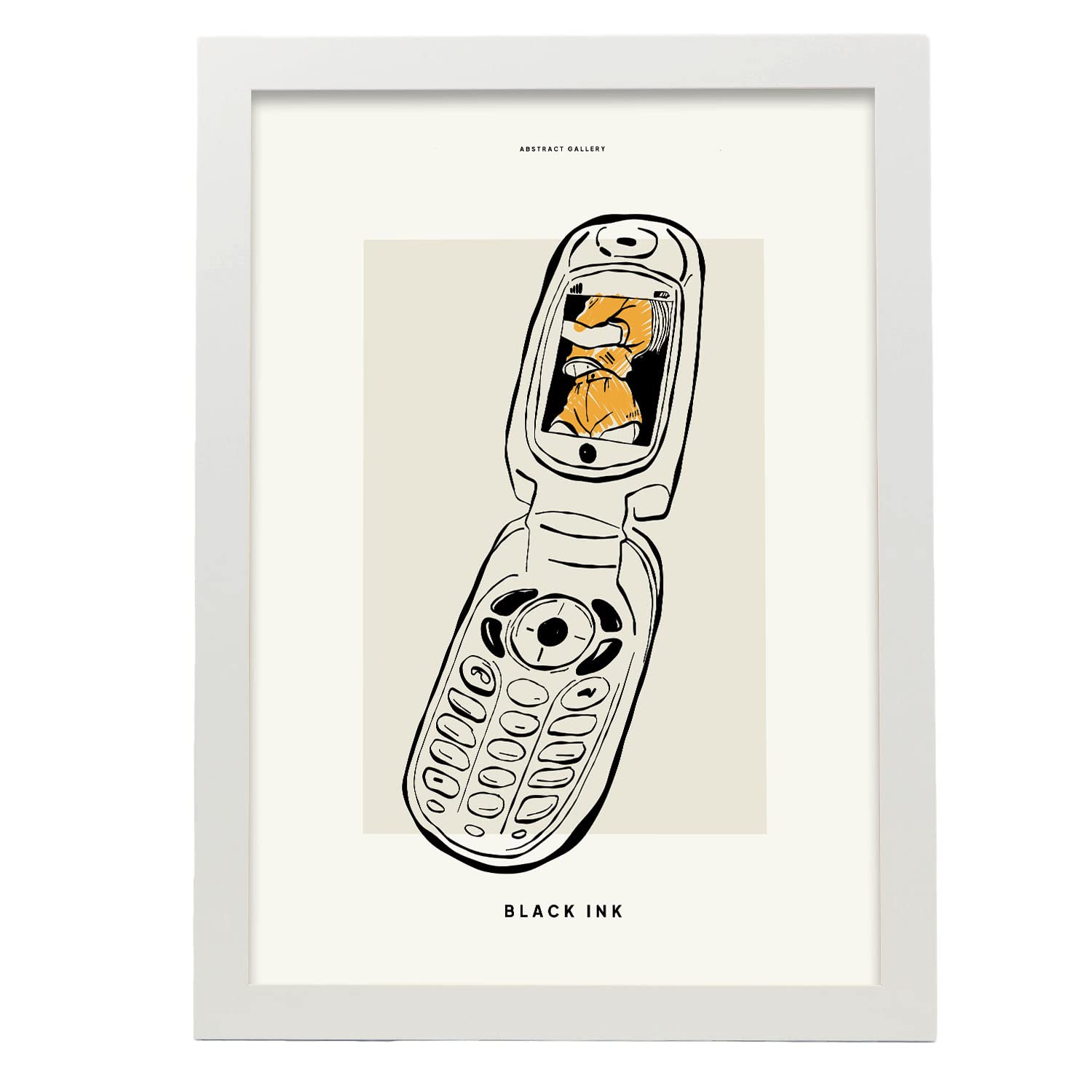 Nacnic póster pop art abstracto. teléfono de tapa ilustraciones artísticas modernas para la decoración de interiores. con marco blanco - a3