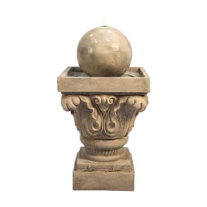 TEAMSON HOME, Fontaine de jardin cascade extérieure LED avec pompe intégrée, Beige