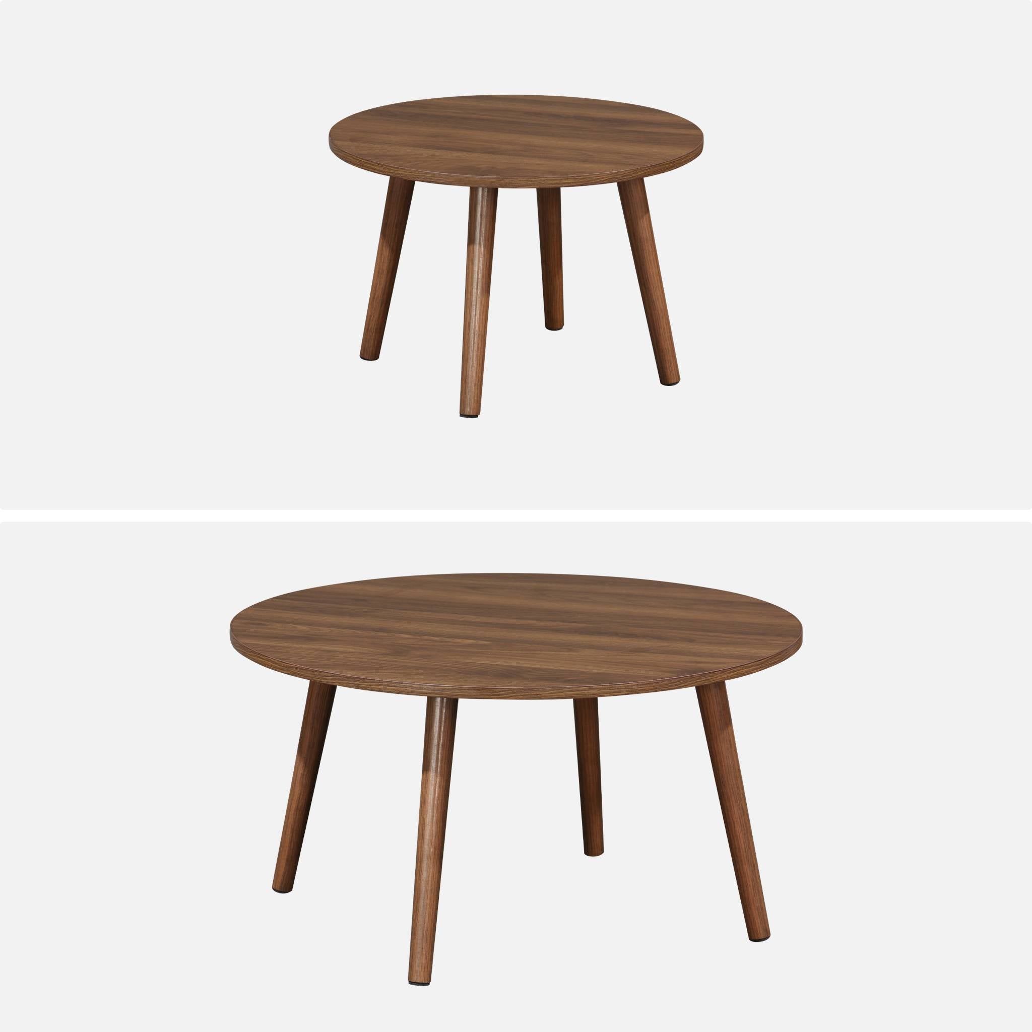 Lot de 2 tables basses rondes décor bois de noyer Népal NEPAL - 6