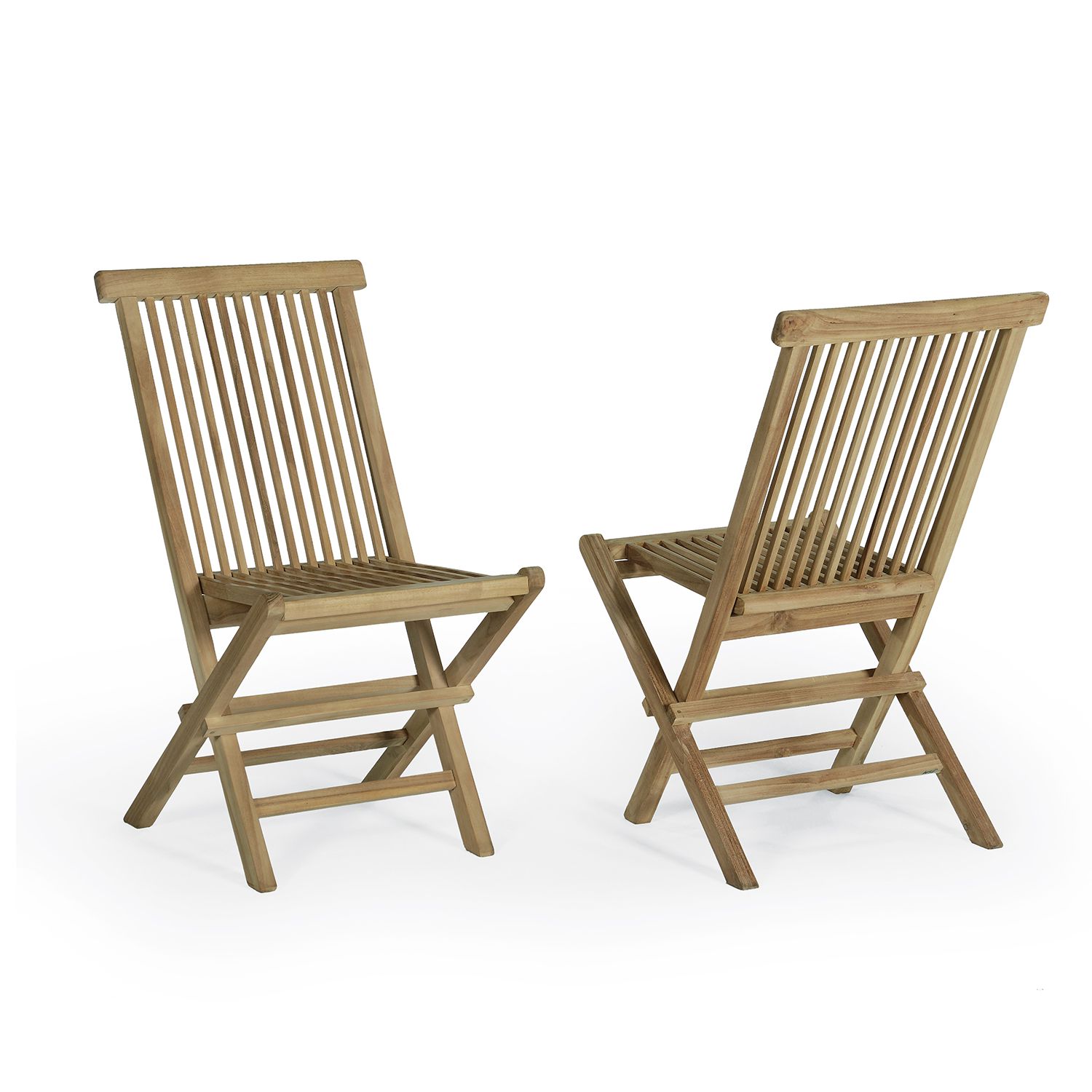 Chaises de jardin pliantes en teck massif Java (lot de 2) - 2