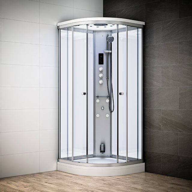 Cabine hammam 110 x 110 SILVER Blanc quart de rond