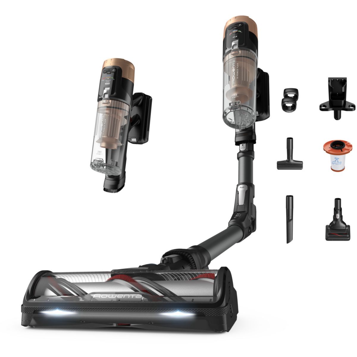 Rowenta X-Force Flex 14.80 Rh9b74wo Aspiradora De Pie Y Escoba Eléctrica Aspiradora Escoba 2 En 1 Batería Secar Sin Bolsa 0,6 L Negro/Oro , Leroy Merlin