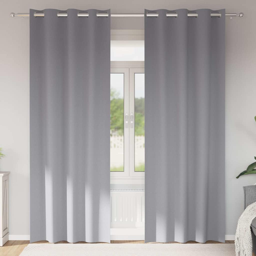Firany blackout z kółkami 2 pcs Jasnoszary 245 x 140 cm vidaXL