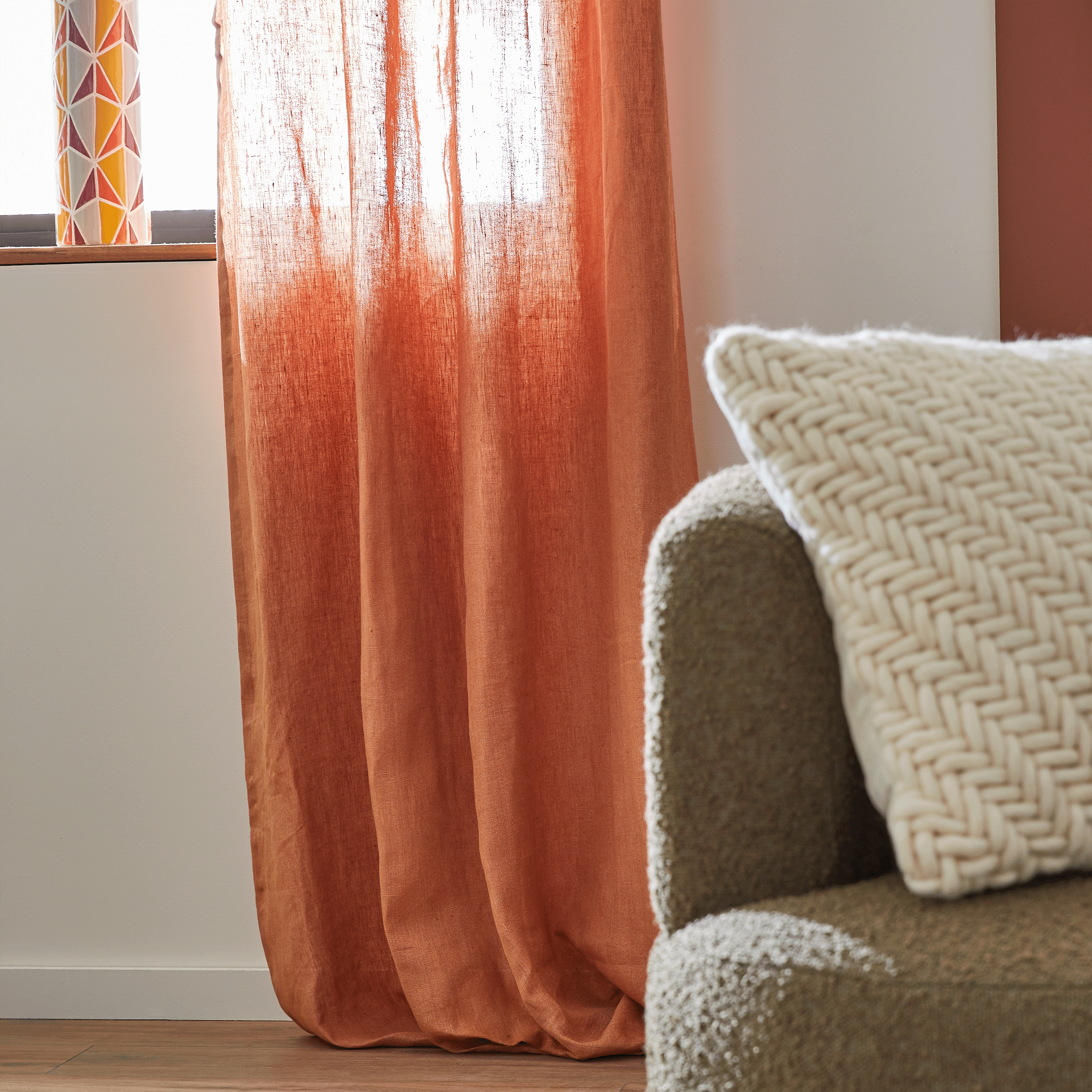 Rideau tamisant LENAYA - l.140 x H.280 cm - Lin - Terracotta - INSPIRE - 5