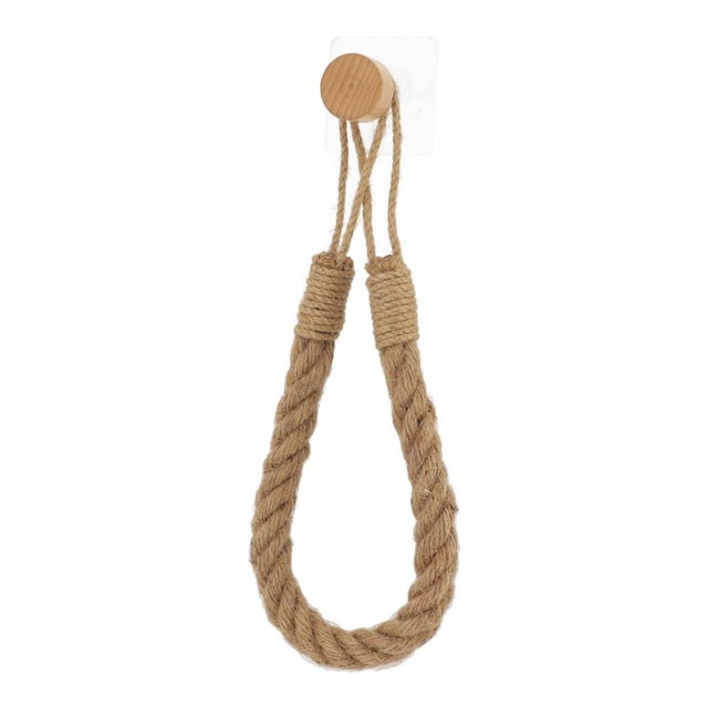 Derouleur papier wc ou porte serviettes corde + bambou sur sticker - naturel - Tendance