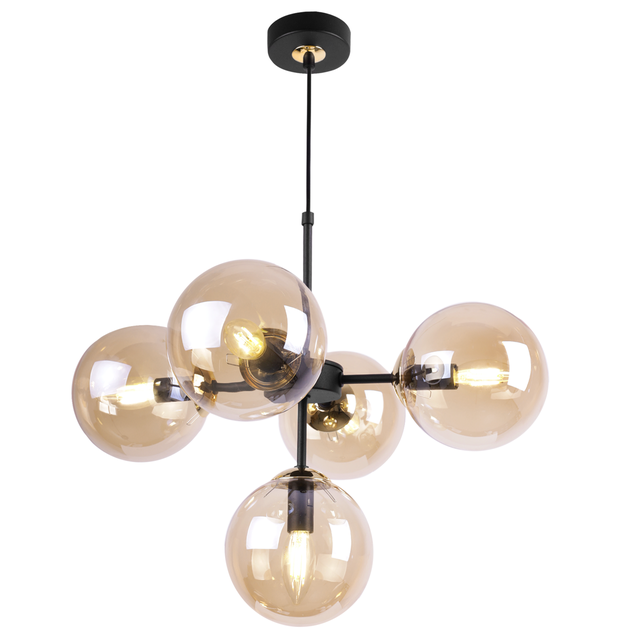 Lampa sufitowa wisząca Imperia boho 5xE14 abażur kula miodowa Light Home LH