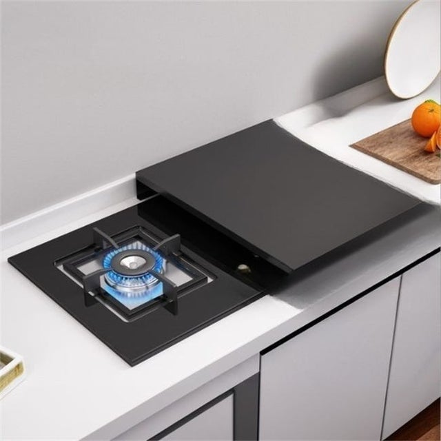 Czarna półka kuchenna, uchwyt na płytę indukcyjną, osłona na płytę kuchenną, 35 x 48 x 7 cm, grubość 15 mm – czarna