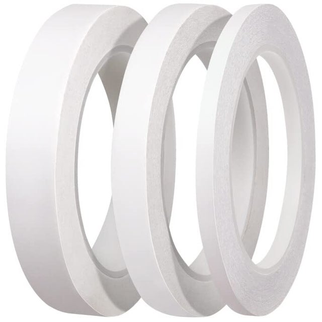 3 rolki dwustronnej taśmy klejącej do prezentów, zdjęć, dokumentów, tapet, 75 metrów długości, szerokość 18 mm / 12 mm / 6 mm