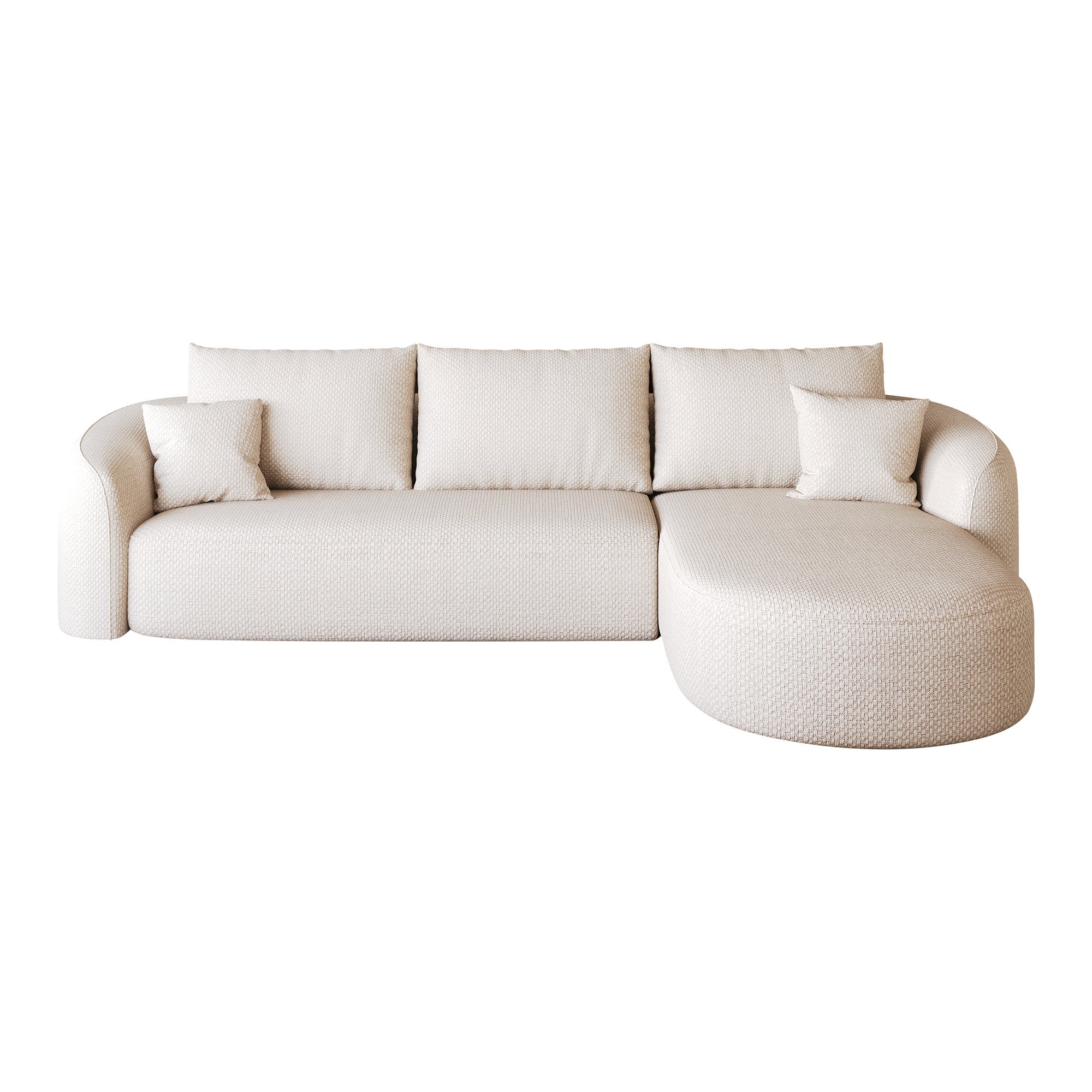 Canapé d’angle 4 places avec mousse haute densité et sans montage, canapé salon avec assise confortable, en tissu chenille blanc, 266x168x85 cm - 8