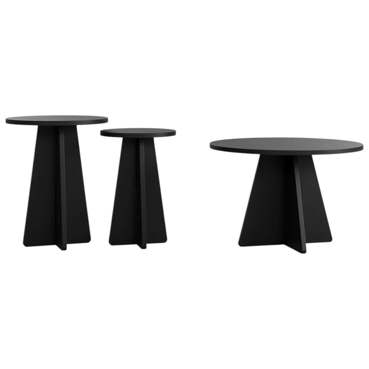 Table basse gigogne noire pieds trapèze - 3 pièces MARFA - 3