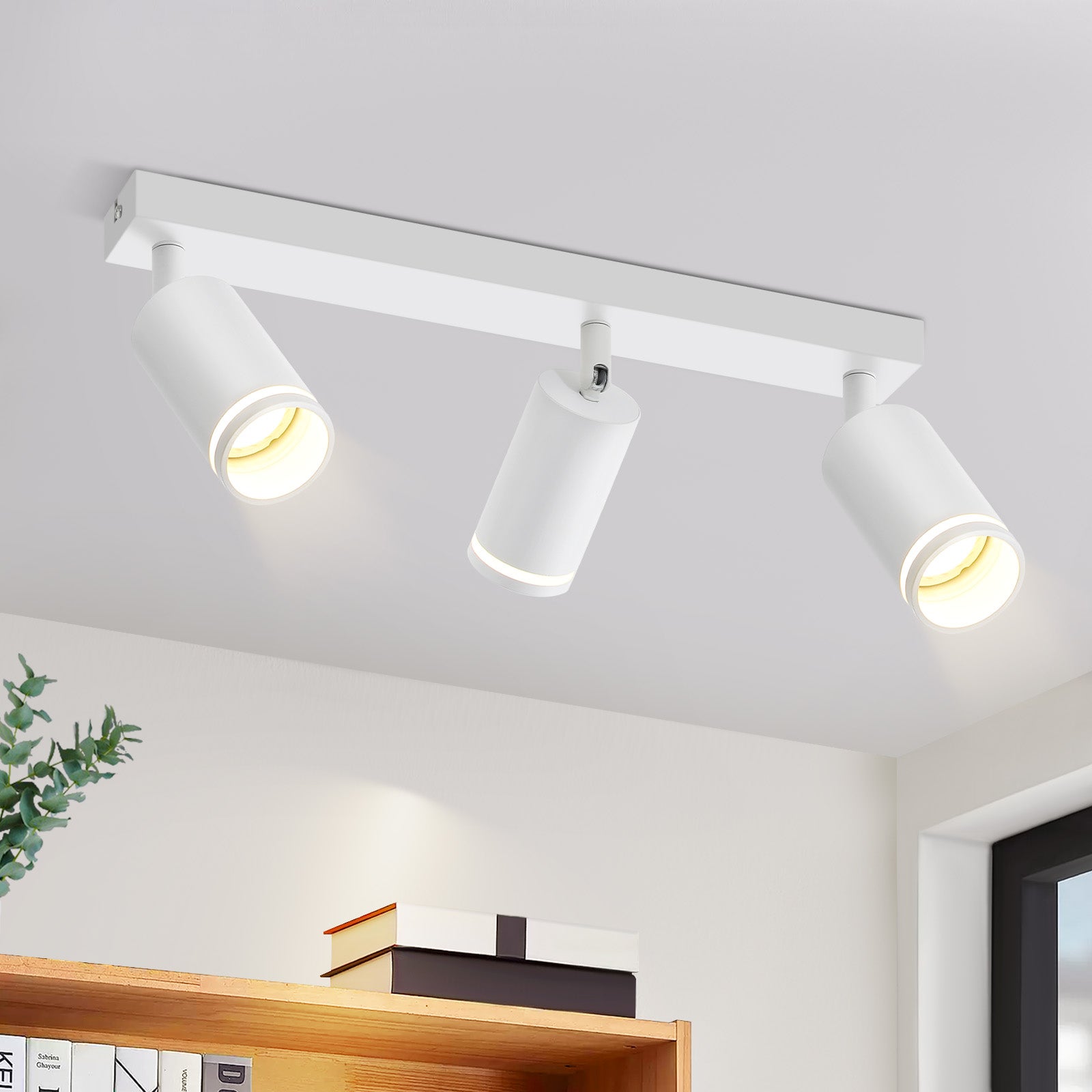 Nettlife Reflektorowa sufitowy 3-punktowy GU10, metalowy, regulowany, biały, Nowoczesna lampa do sypialni