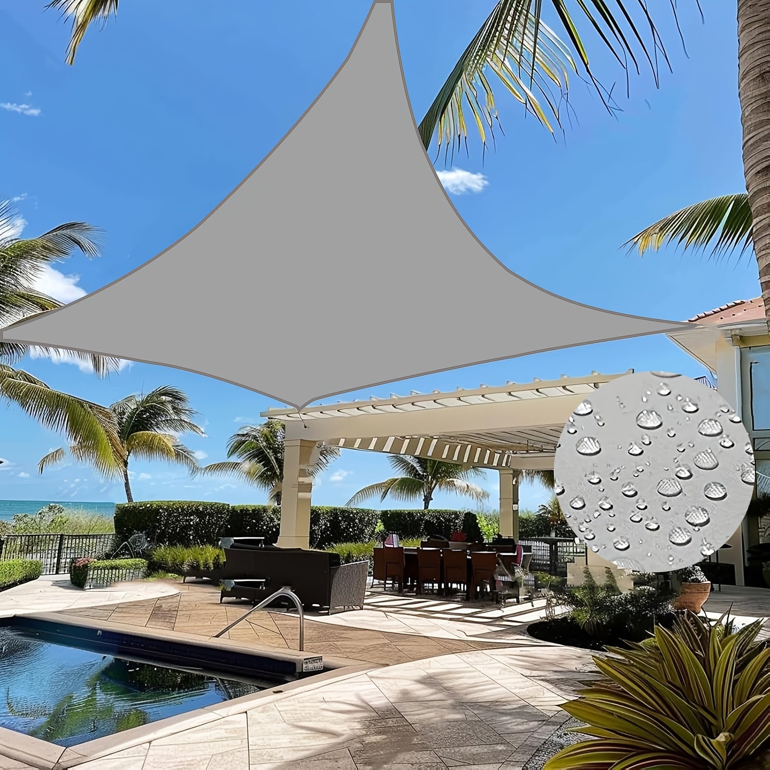 Czterokątny daszek przeciwsłoneczny, wodoodporny zewnętrzny baldachim na patio ogrodowe, 2*2M, szary