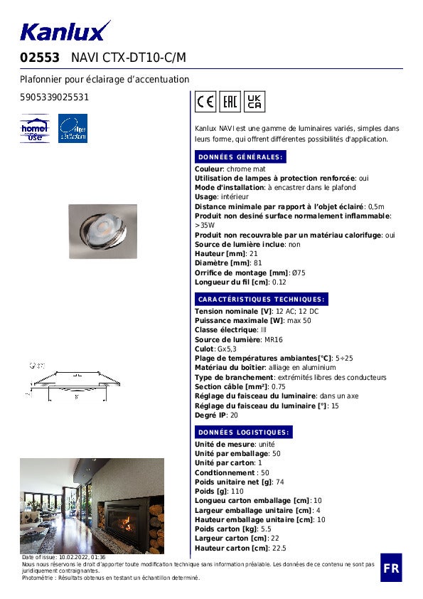Plafonnier encastré NAVI – Spot rond – Chrome mat – Ø81mm – Aluminium - 5