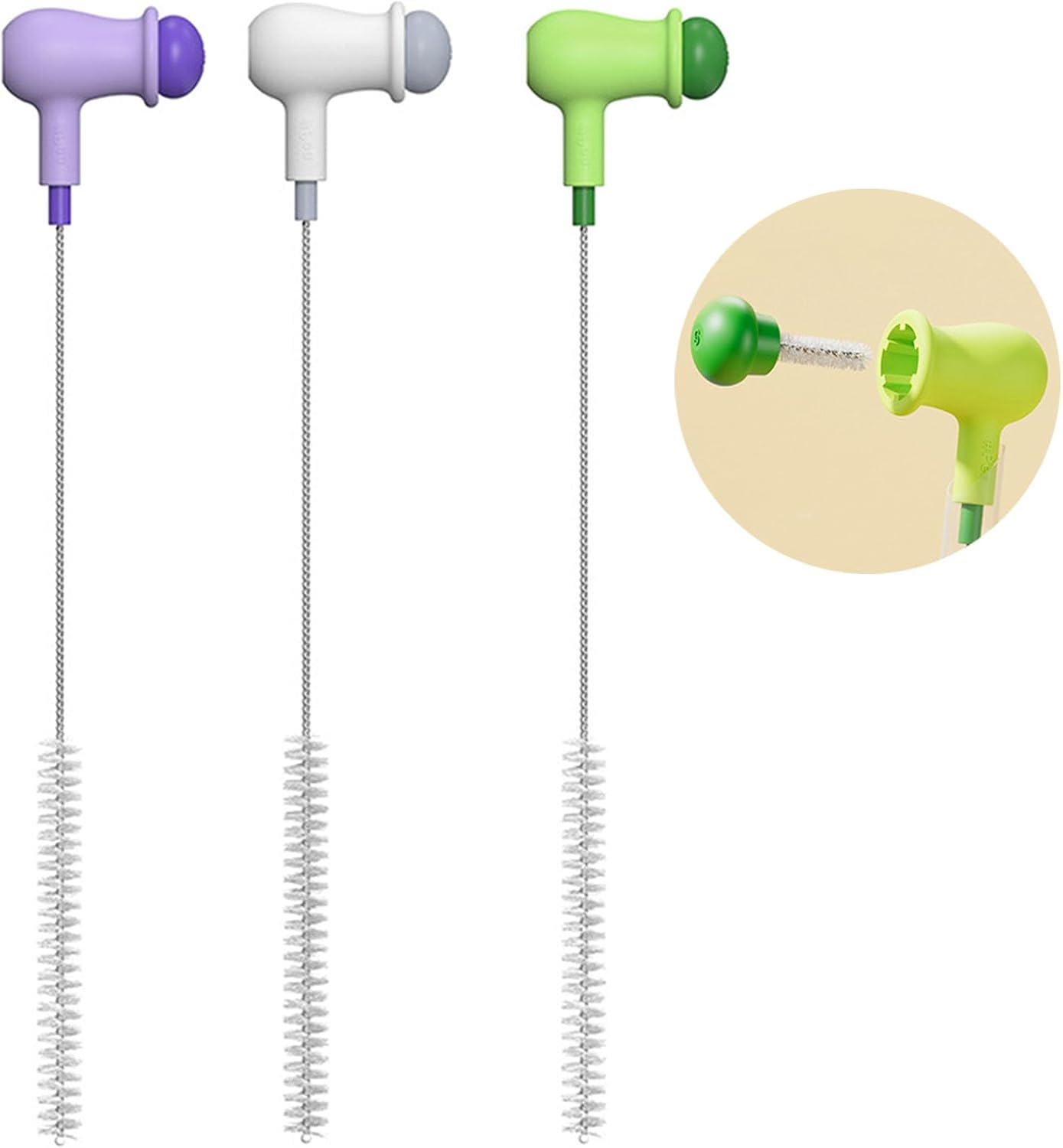 3 sztuki 2 w 1 szczotka do słomek, szczotka do czyszczenia słomek, kolorowa szczotka do butelek, miękka szczotka do słomek