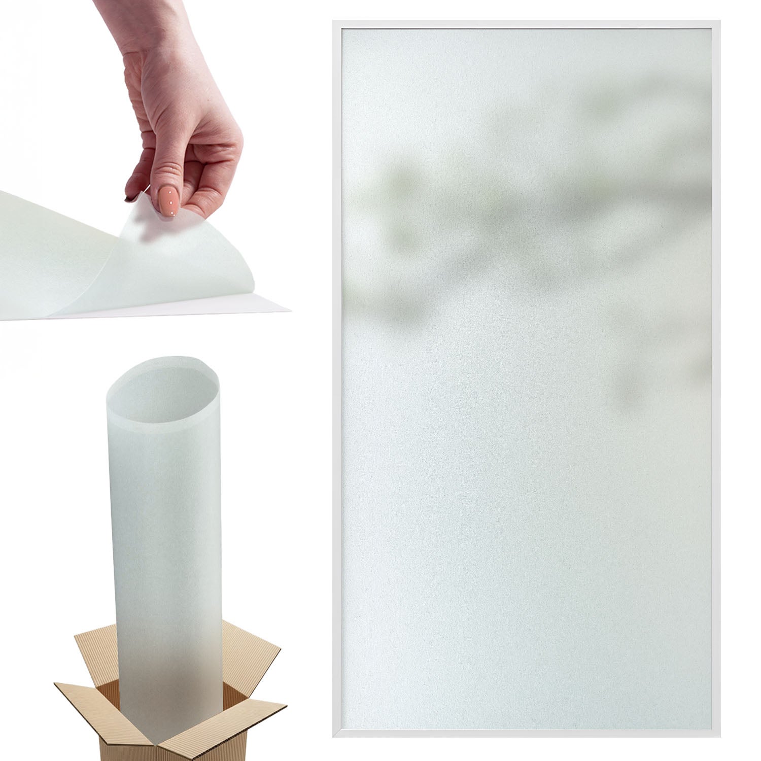 Naklejka okienna - mrożona szyba - samoprzylepna folia do szklanych drzwi, okien, ścian prysznicowych - 200x106 cm - Tulup