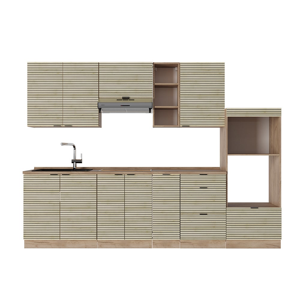 Vicco Aneks kuchenny Fame-Line, Panel dębowy/dąb goldkraft, 280 cm , BP Dąb