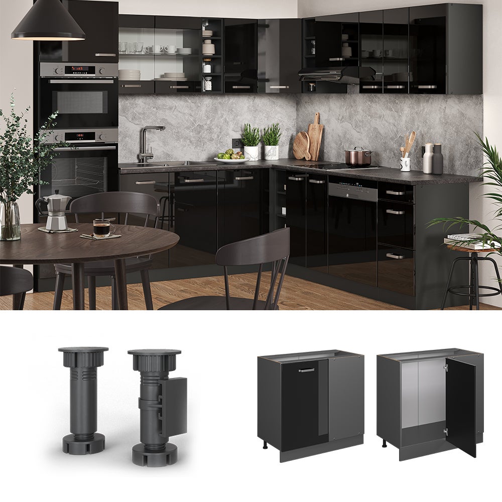 Vicco Meuble dangle R-Line, Noir Haute brillance, 86cm sans PT - 2