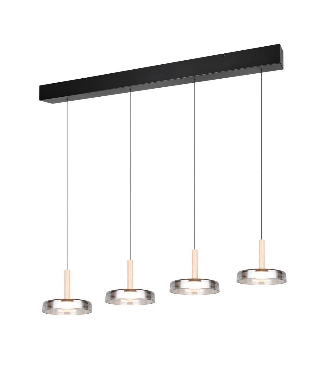 Lampa wisząca Celeste czarna-chromowana LED 7.5W 3000K 4 x 750lm nowoczesna wym: 200 x 115 x 22 cm szkło Trio