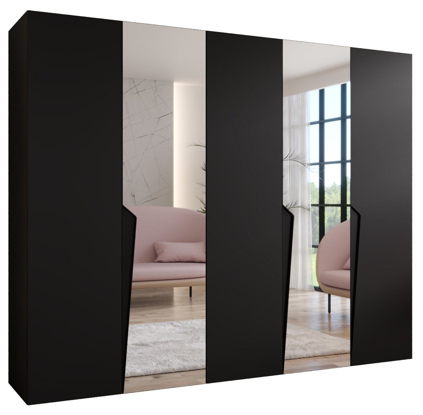 Szafa uchylna otwierana Piano 2 250 x 52 x 202 cm czarny + u. Czarny Abiks Meble