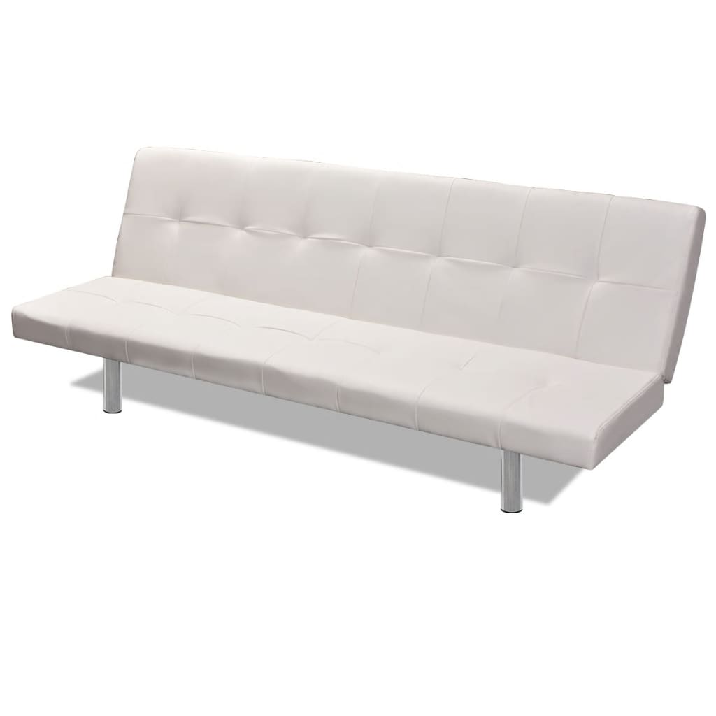 Divano letto regolabile con due cuscini in ecopelle bianco panna 02_0019535 - 4