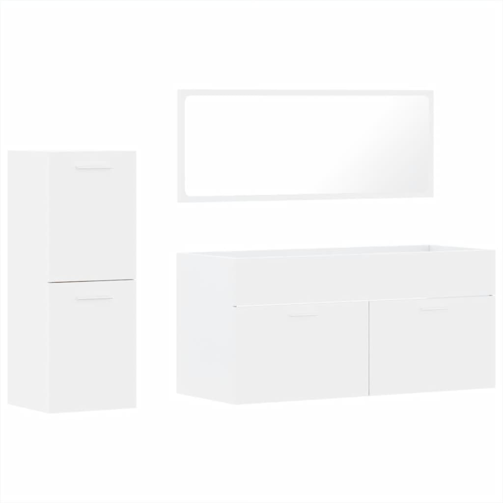 Ensemble De Meubles Salle De Bain 3 Pcs | Armoir De Rangement Blanc Bois Ingenierie Cfw943647 93268544