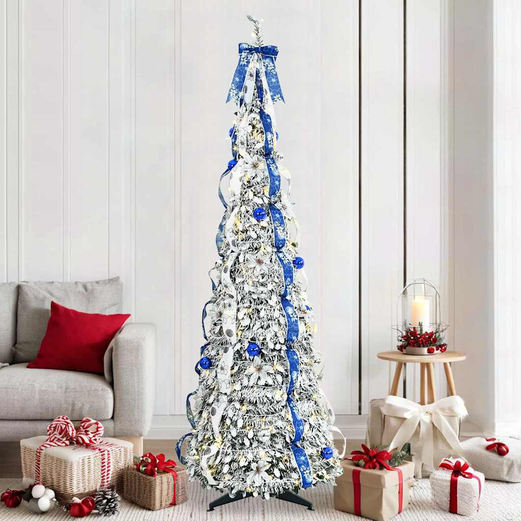 Sztuczna choinka z 200 diodami LED Zielony 210 cm PVC