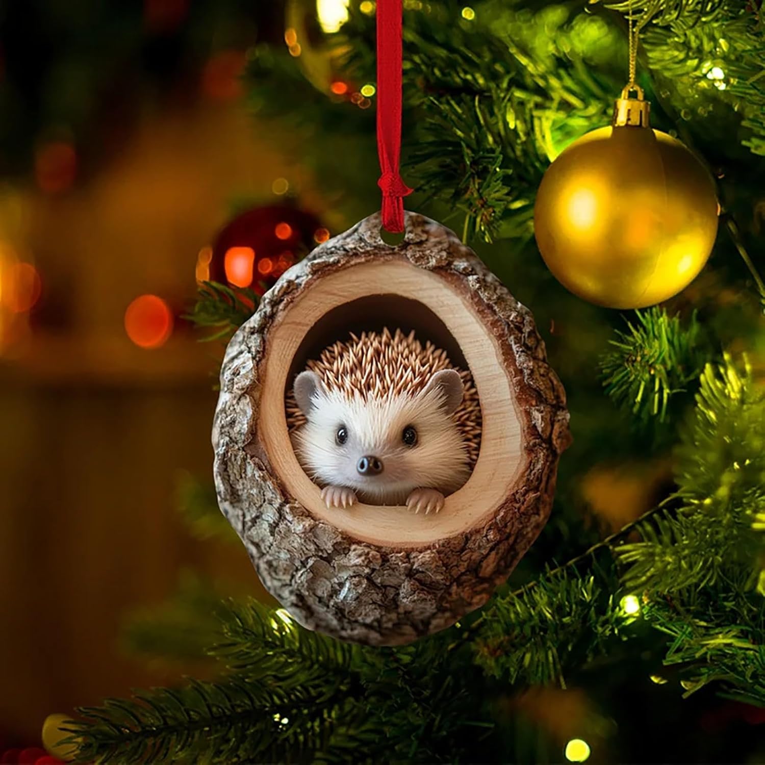 Dekoracja świąteczna - Ozdoba świąteczna w kształcie zwierzęcia - Dekoracja leśna ze zwierzętami - Szop, Sowa, Wiewiórka, Jeż, Królik (Jeż) - 3