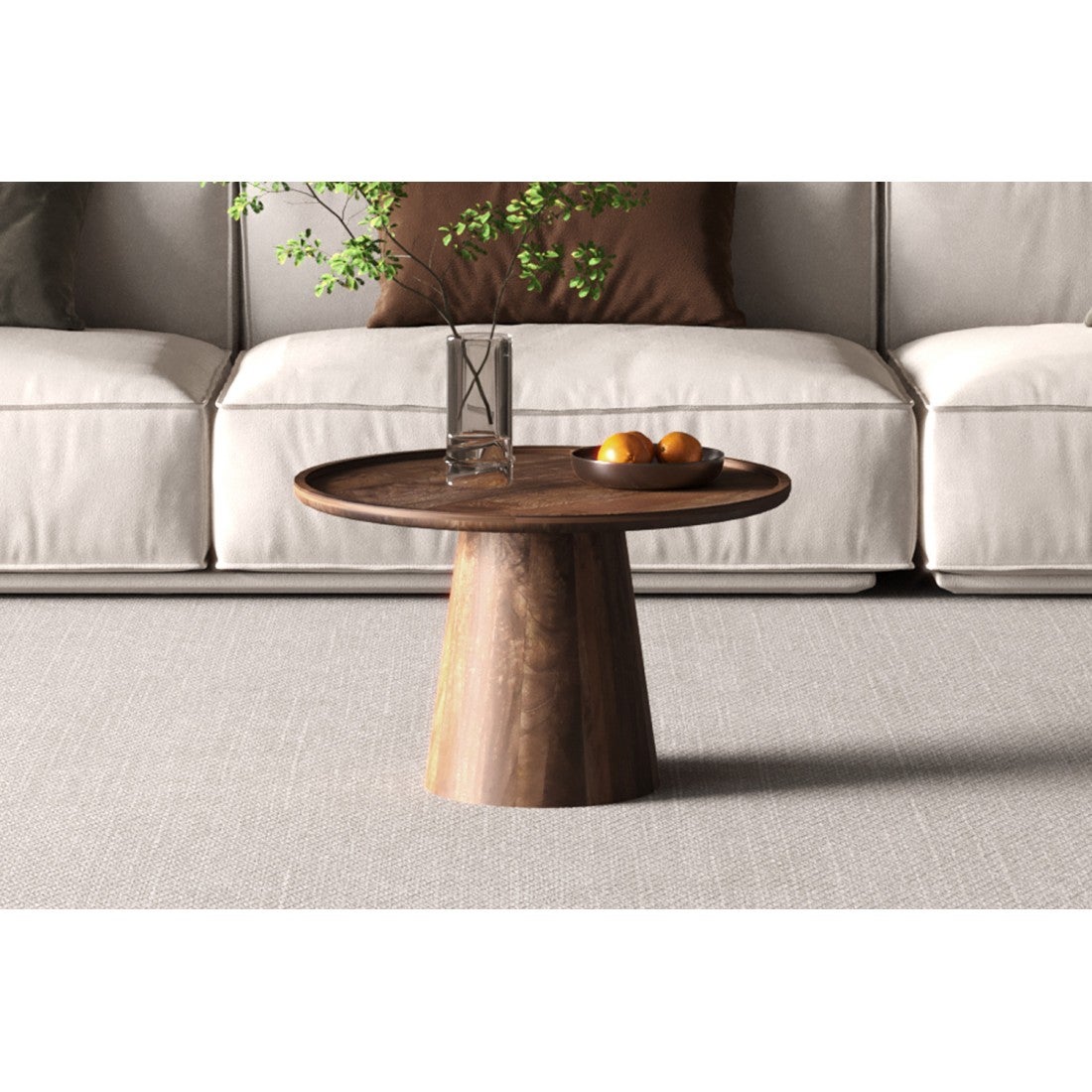 Tavolino basso rotondo in legno massiccio collezione JAKARTA