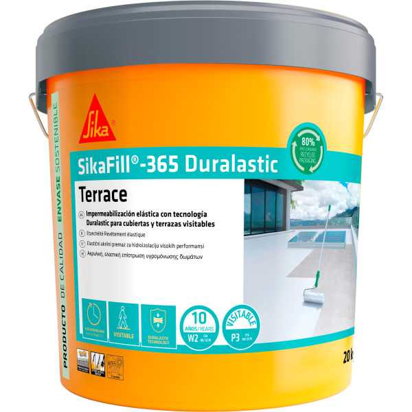 Lote de 2 unidades de telha vermelha SikaFill 365 Terrace, 5 kg, SIKA