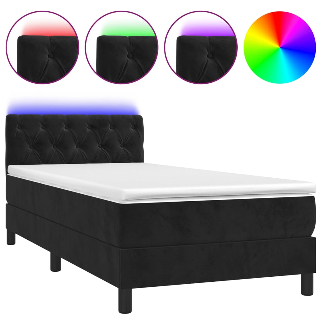 vidaXL Sommier à lattes de lit avec matelas et LED Noir 80x200cm - 2